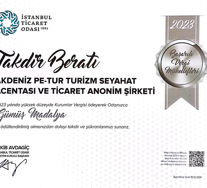 İTO Gümüş Madalya Belgesi (1)